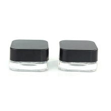 private label empty cosmetic packaging 10ml clear square glass eye cream jar with black lid